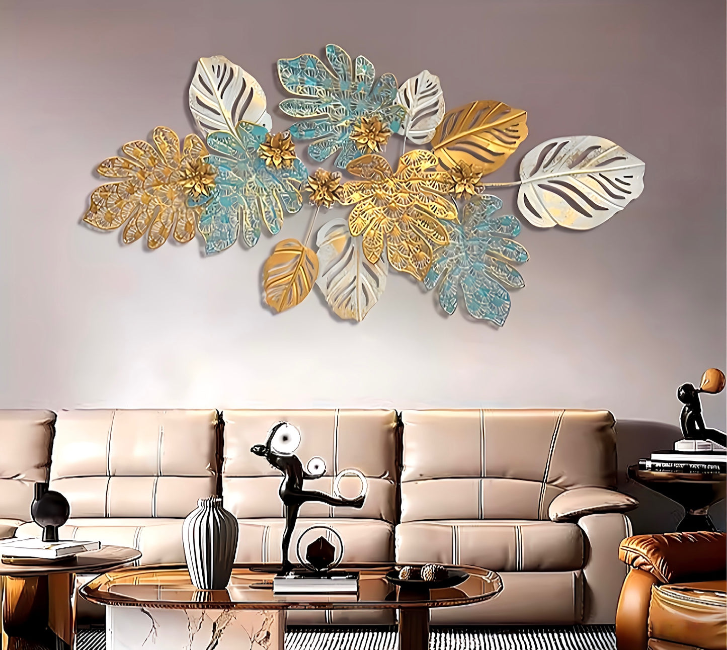 Luxury Metal Leaf Wall Art – Elegant Nature-Inspired Décor for Modern Homes