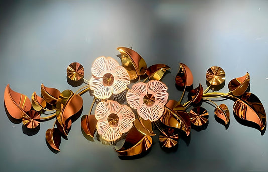 Gold Floral Metal Wall Art – Luxurious Nature-Inspired Design for Elegant Homes