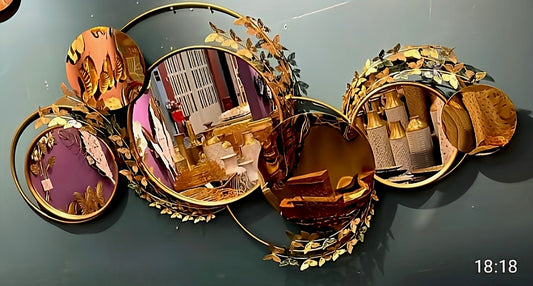 Gold Circle Mirror Wall Art – Luxurious and Reflective Wall Décor for Modern Homes