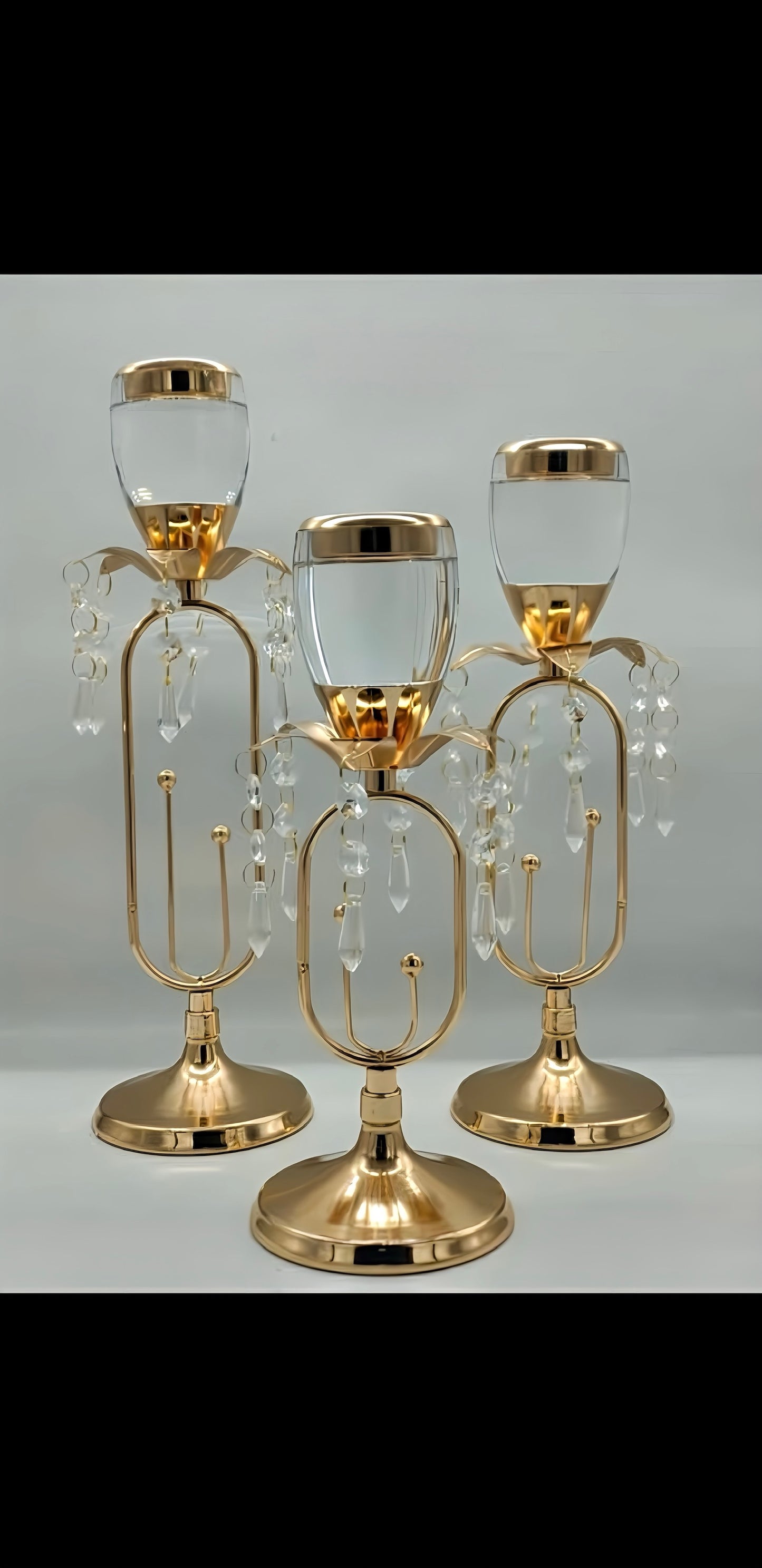 Gold Crystal Candle Holder Set – Luxurious Decorative Candle Stands for Home Décor