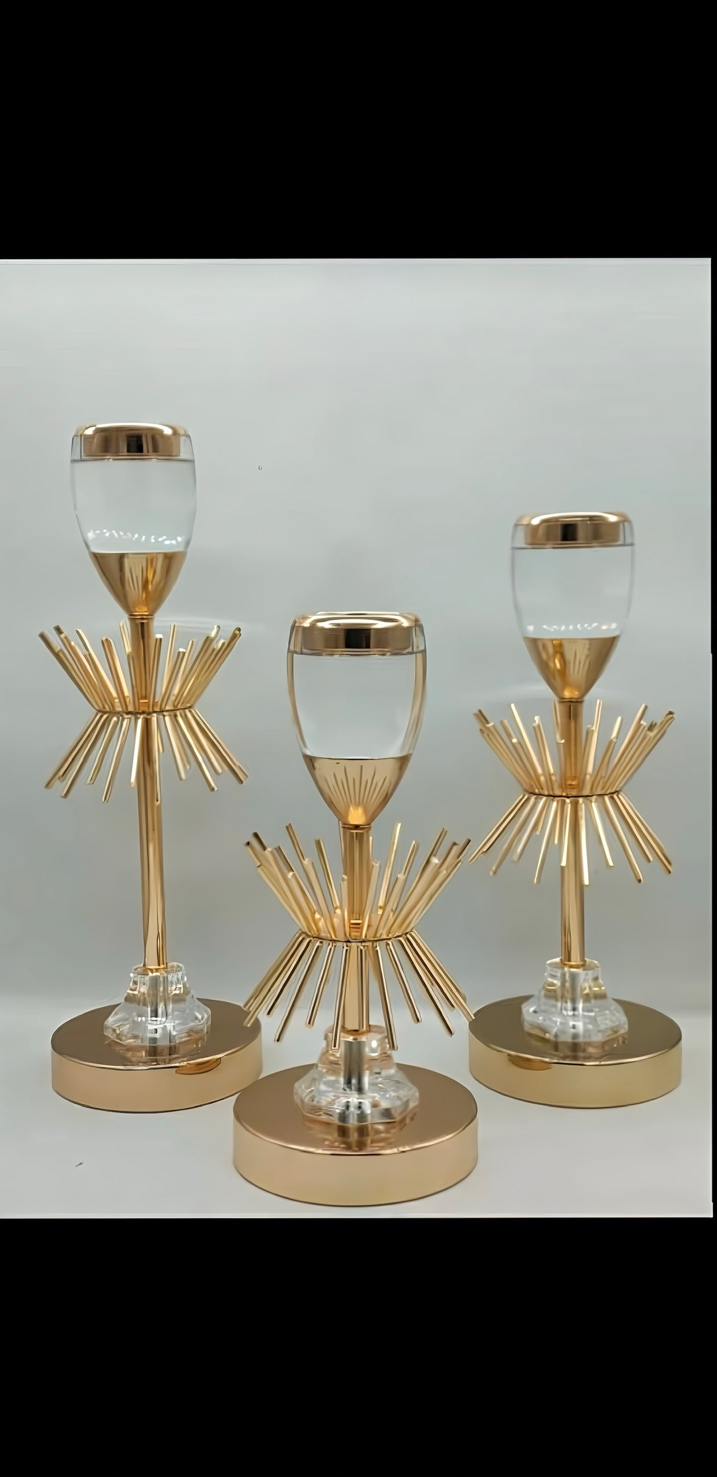 Luxurious Gold Candle Holder Trio – Radiate Elegance in Your Home