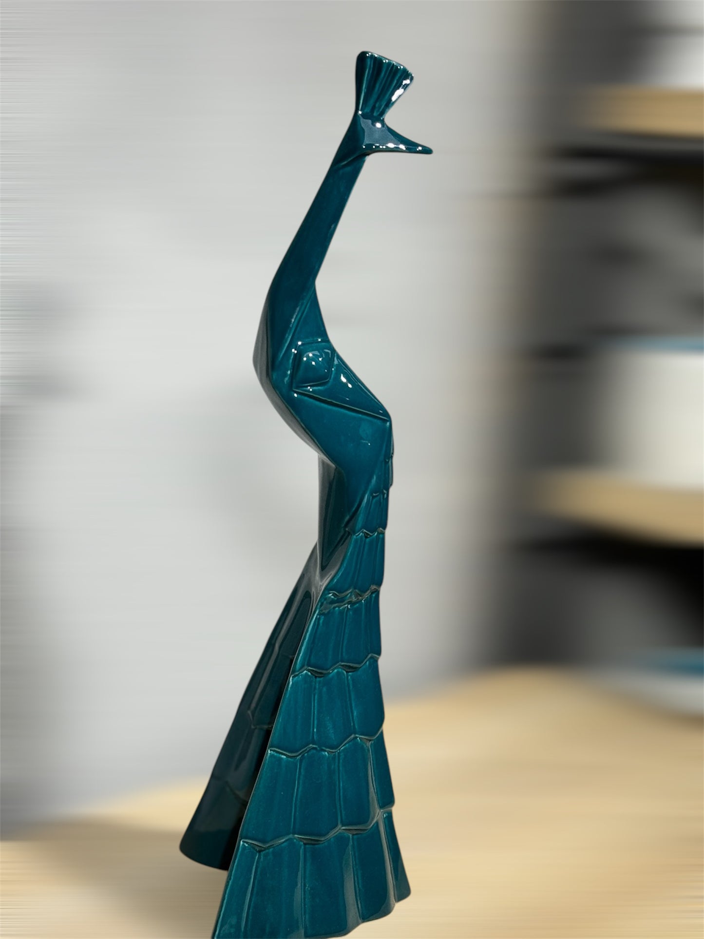 Modern Ceramic Peacock Figurine