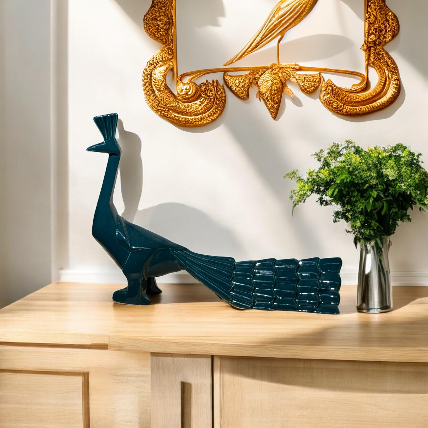 Elegant Ceramic Peacock Decor Piece